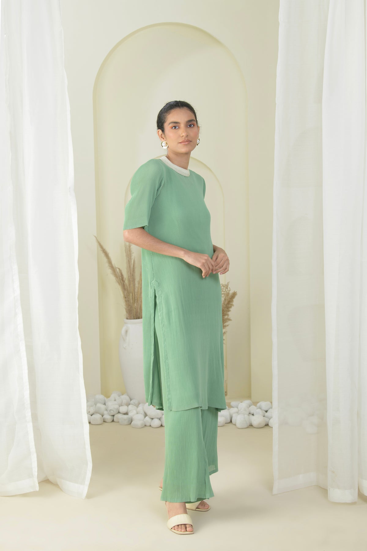 GRASSY GREEN SUIT WITH EMBRODED DUPATTA