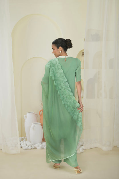 GRASSY GREEN SUIT WITH EMBRODED DUPATTA