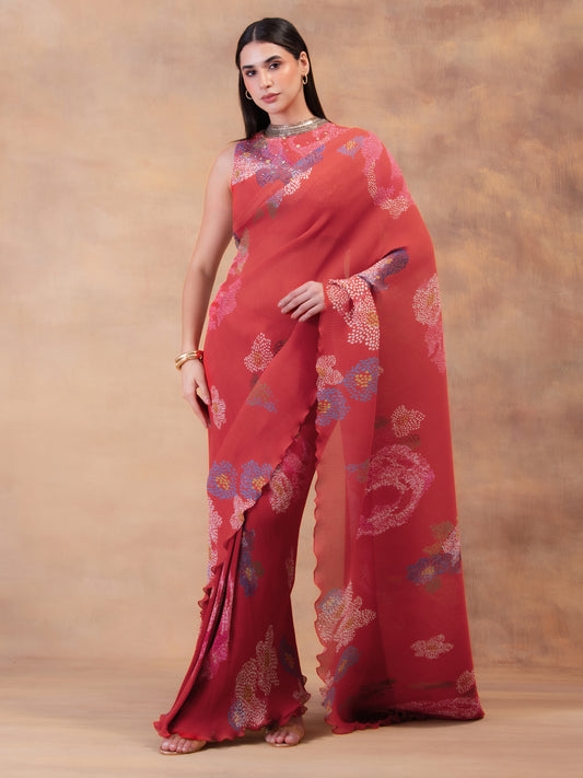 BLUSH BLOOM PRE-DRAPED SAREE
