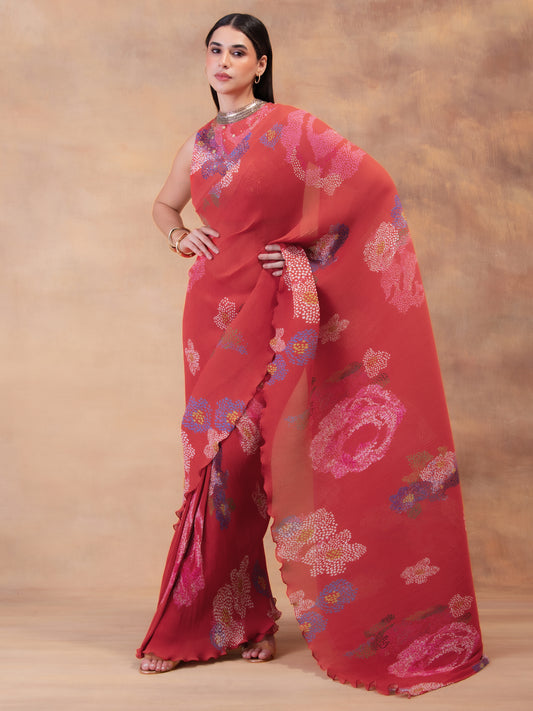 'BLUSH BLOOM' PRE-DRAPED SAREE