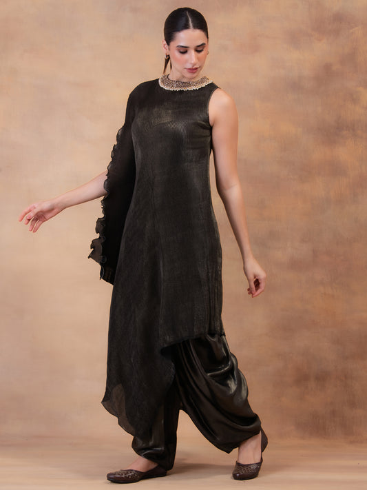 SHOWDOWN STEEL DRAPE TUNIC WITH DHOTI PANTS