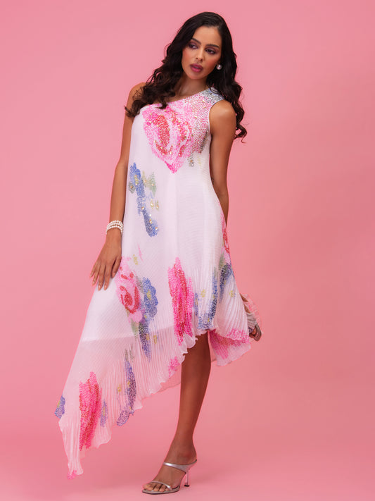 PETALS POETRY IVORY ONE SHOULDER DRESS