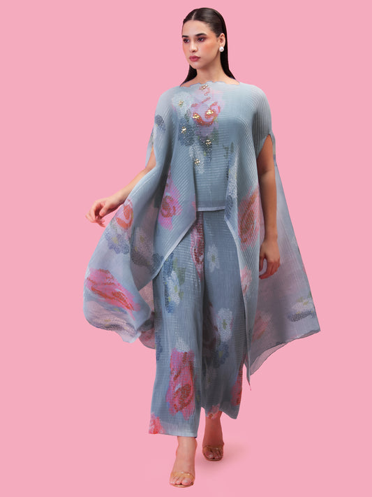 PETALS MOONLIT BLUE KAFTAN AND PANT SET