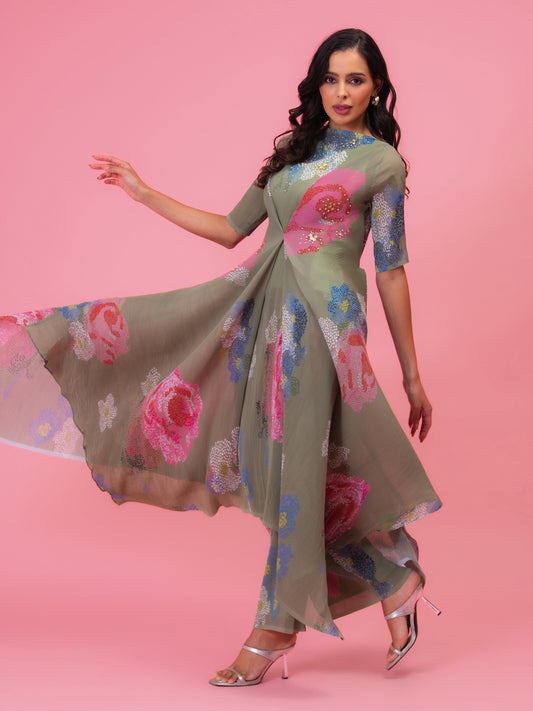 PETALS MELODY OLIVE MIST TUNIC SET