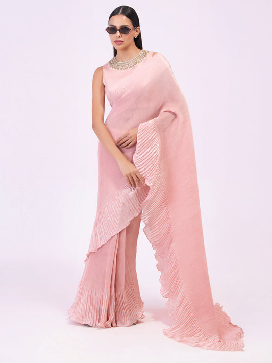 AMETHYST FLOW PEACH PRE-DRAPED SAREE
