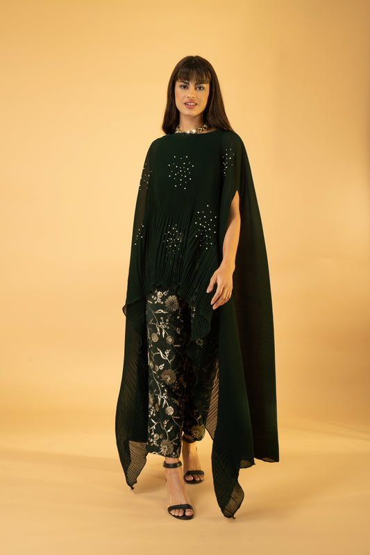 Kaftan With Banasri Pant - Basil Green