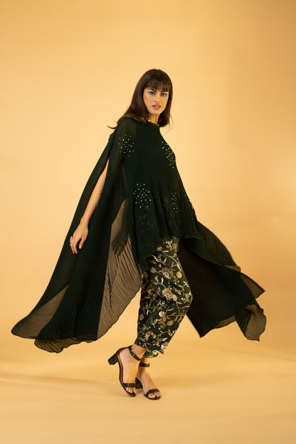 Kaftan With Banasri Pant - Basil Green