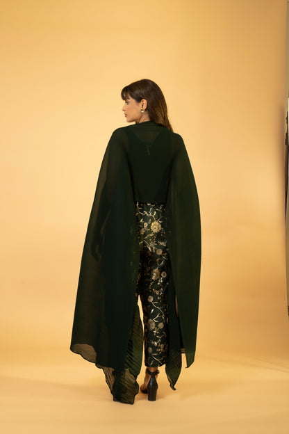 Kaftan With Banasri Pant - Basil Green