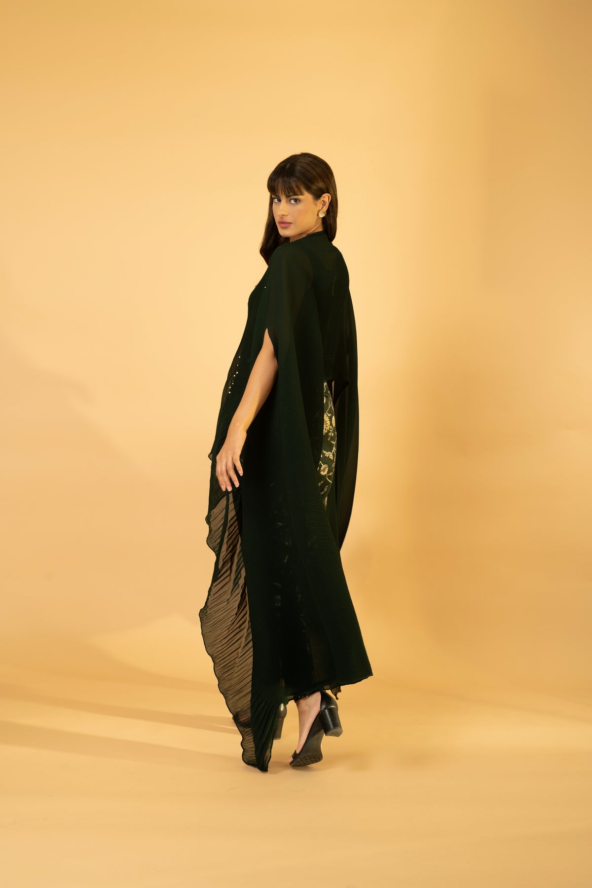 Kaftan With Banasri Pant - Basil Green