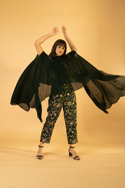 Kaftan With Banasri Pant - Basil Green