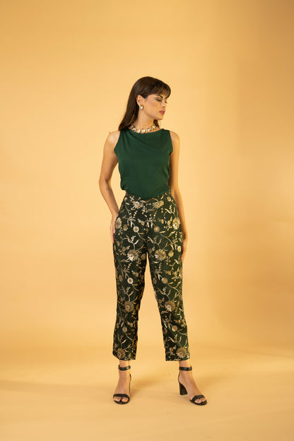 Kaftan With Banasri Pant - Basil Green