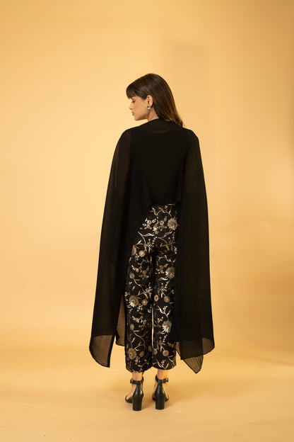 Kaftan  With Banasri Pant - Midnight  Black